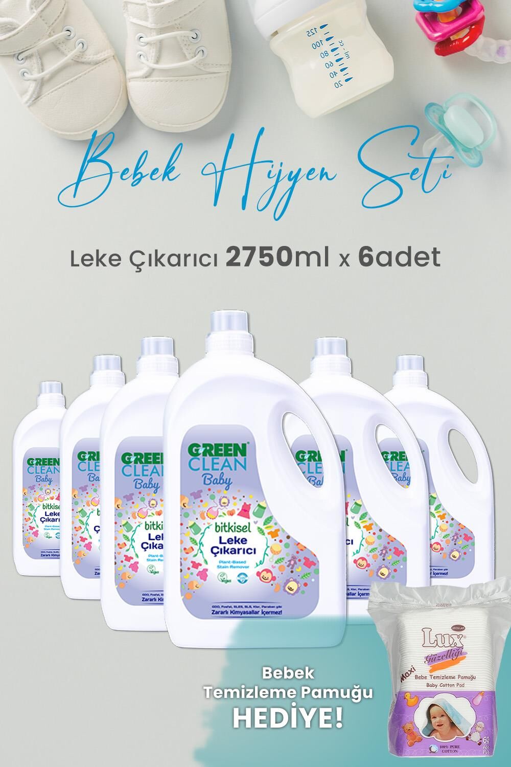 Green Clean Baby Leke Çıkarıcı 2.75 L x 6 Adet ve Hediyeli