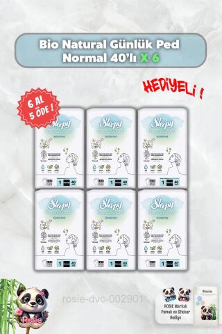 Sleepy 6 AL 5 ÖDE Bio Natural Günlük Ped Normal 40'lı ve Rosie