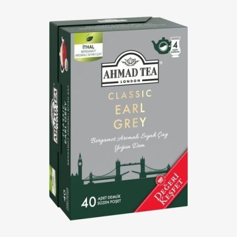 40'lı Klasik Earl Grey Demlik Poşet Çay 80 g 2 paket ve Oda Kokusu
