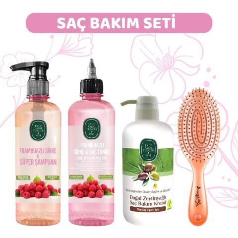 Eyüp Sabri Tuncer Frambuazlı Şampuan, Sirke, Saç Kremi ve Saç Fırçası