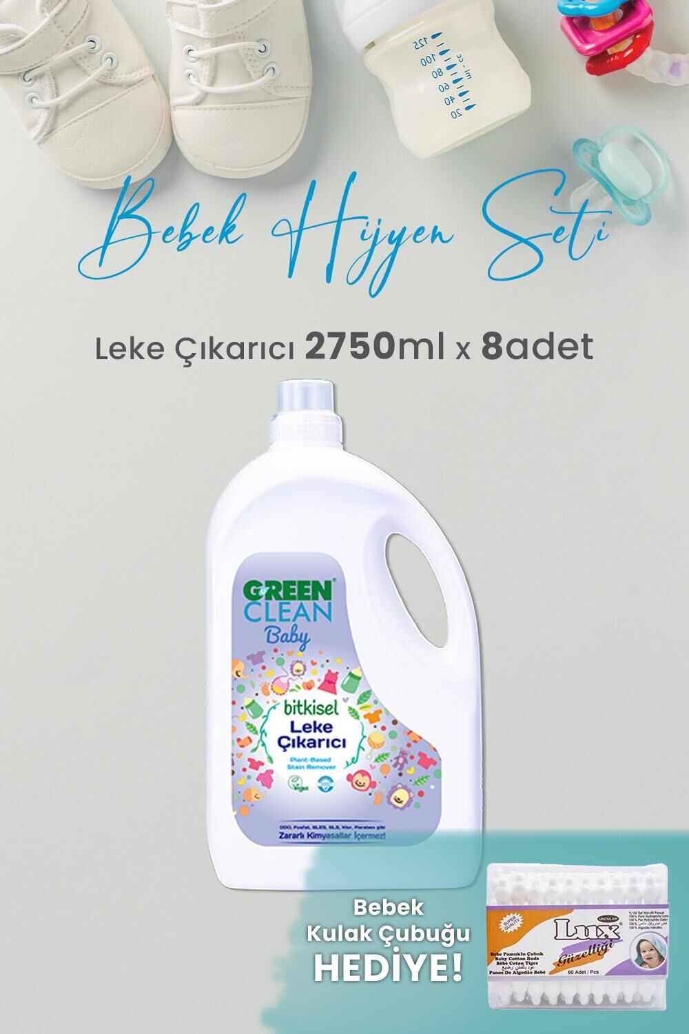 Green Clean Baby Leke Çıkarıcı 2.75 L x 8 Adet ve Hediyeli