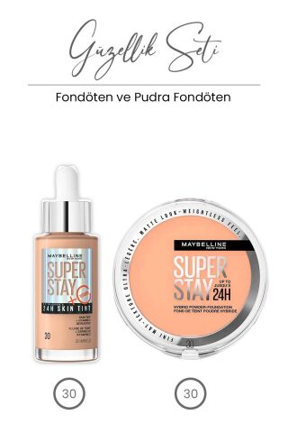 Maybelline Super Stay 24H Skin Tint Fondöten 30 ml - 30 ve Superstay Hibrit Pudra-Fondöten 30