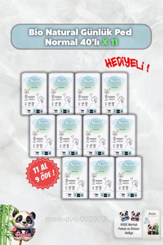 40'lı Sleepy Bio Natural Günlük Ped Normal 11 AL 9 ÖDE ve Rosie