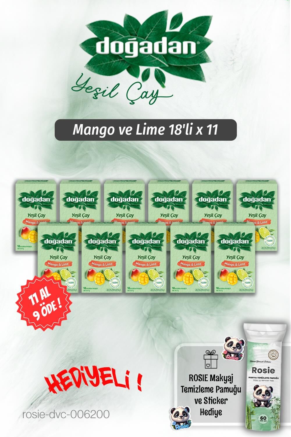 Doğadan 11 AL 9 ÖDE Mango ve Lime 18'li ve Rosie Pamuk Hediyeli