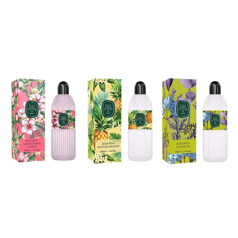 Eyüp Sabri Tuncer Kolonya Japon Kiraz Çiçeği, Hawaii Ananas ve Lavanta Pet Şişe 400 ML