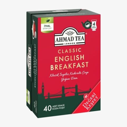 2 paket Klasik English Breakfast 40'lı Demlik Poşet Çay 80 g ve Oda Kokusu