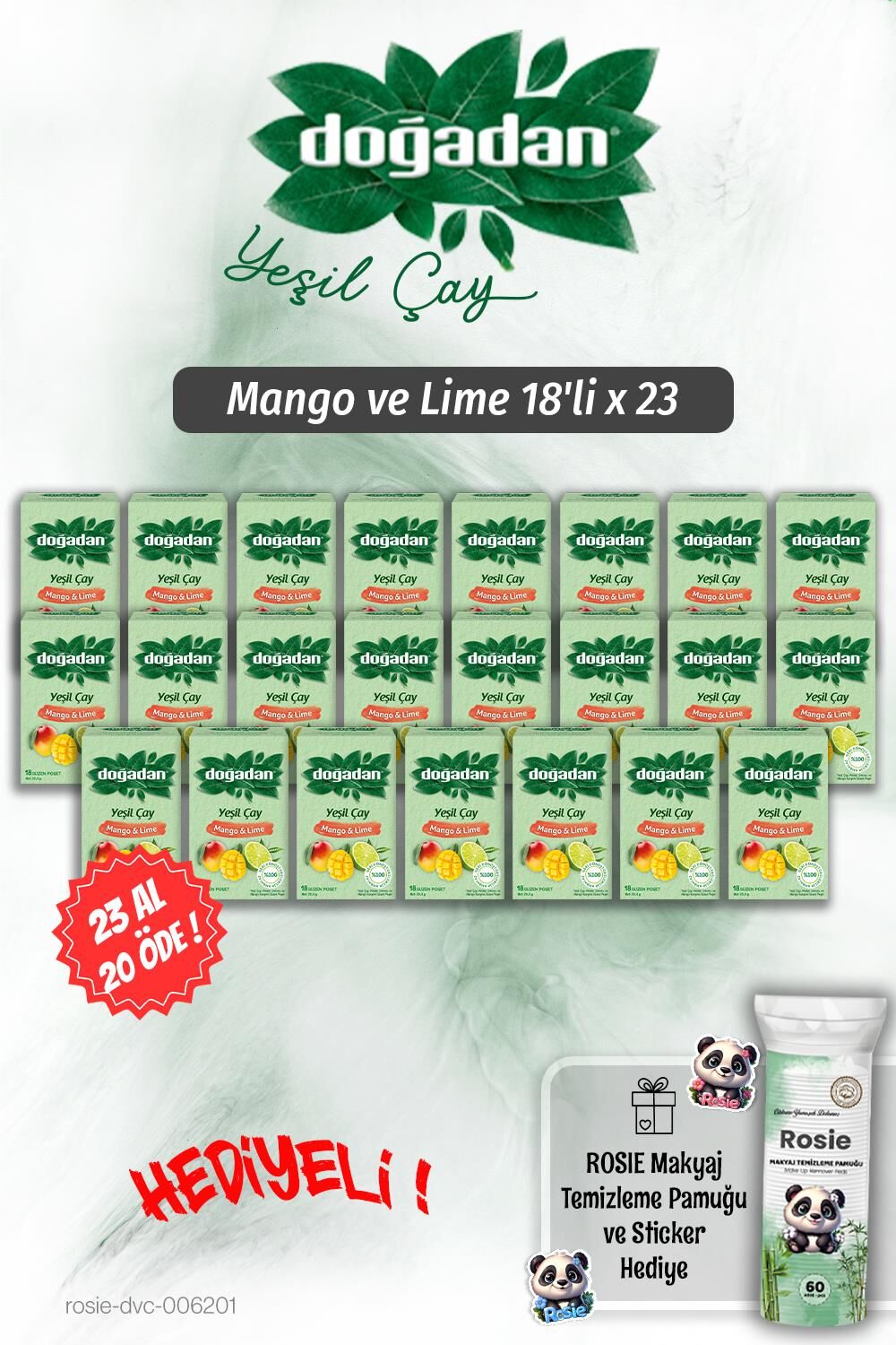 Doğadan 23 AL 20 ÖDE Mango ve Lime 18'li ve Rosie Pamuk Hediyeli