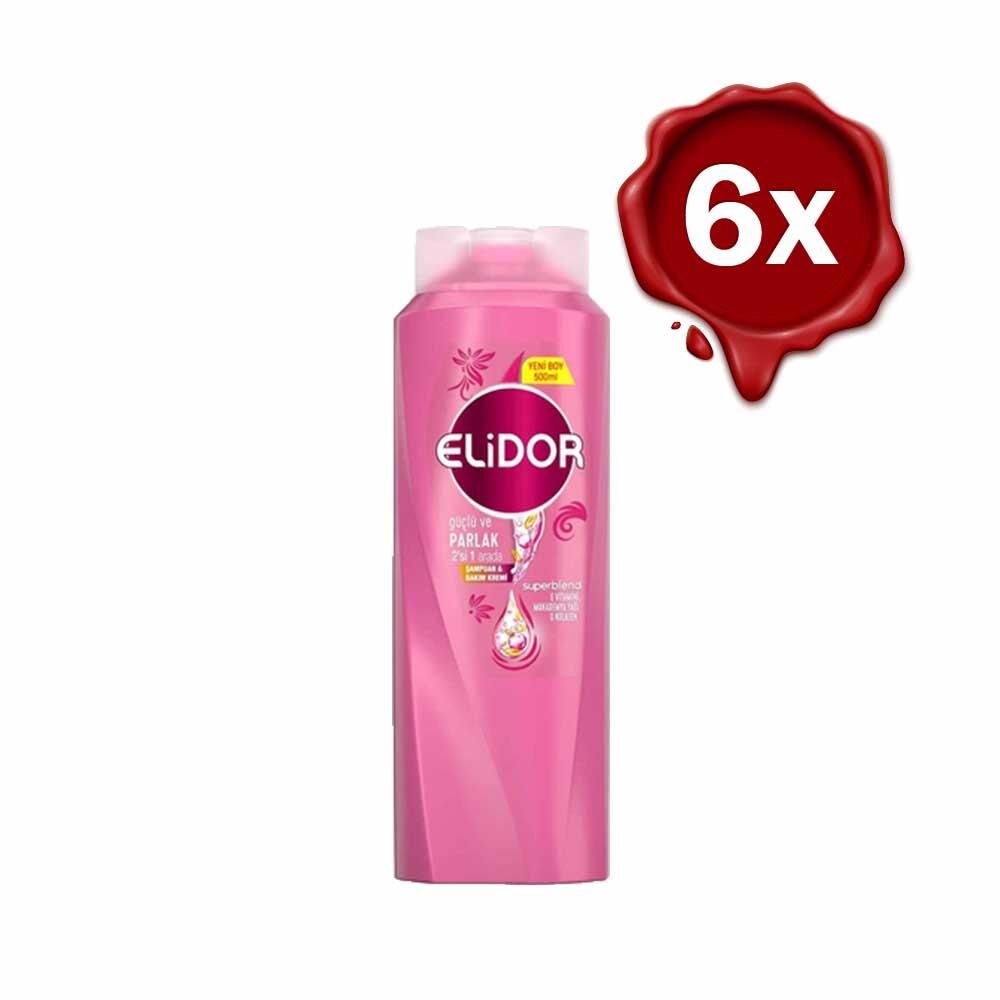 Elidor Superblend 2'si 1 Arada Şampuan ve Saç Bakım Kremi Güçlü ve Parlak x 6