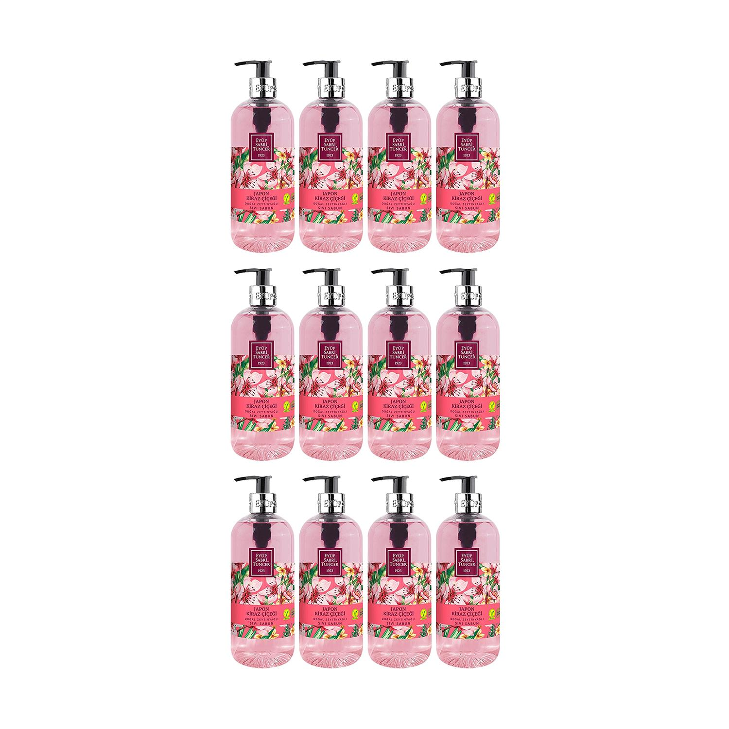 Eyüp Sabri Tuncer Doğal Zeytinyağlı Sıvı Sabun Japon Kiraz Çiçeği 500 ml x 12 Adet
