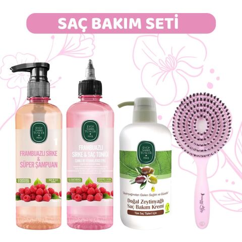 Eyüp Sabri Tuncer Frambuazlı Şampuan, Sirke, Saç Kremi ve Saç Fırçası