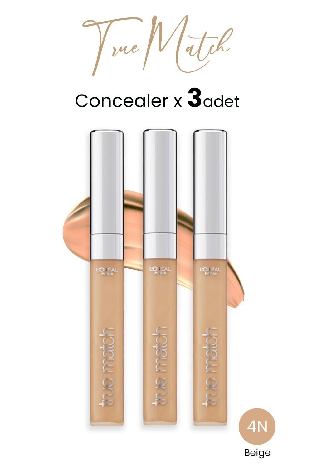 Loreal Paris True Match Concealer 4N Beige x 3 Adet