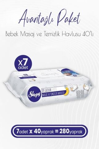 Sleepy Lavanta Yağlı Masaj ve Temizlik Havlusu 40 Yaprak x 7 (280 Yaprak)