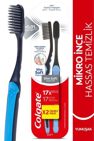 Colgate Mikro İnce Charcoal Hassas Temizlik Yumuşak 2'li Diş Fırçası
