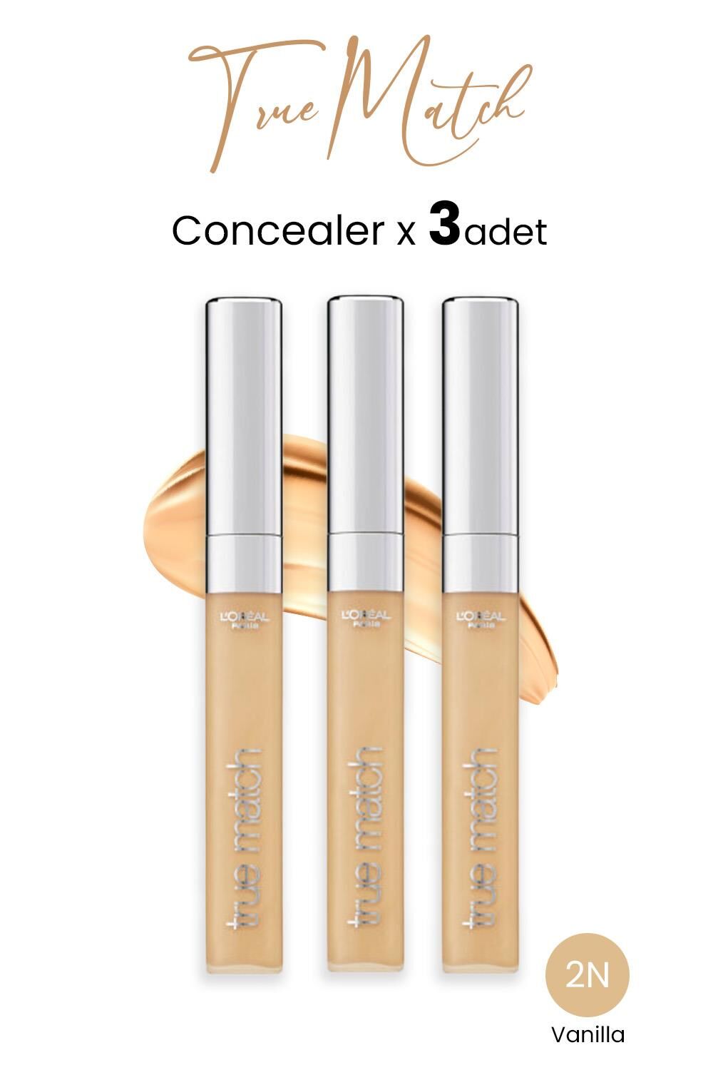Loreal Paris True Match Concealer 2N Vanilla x 3 Adet