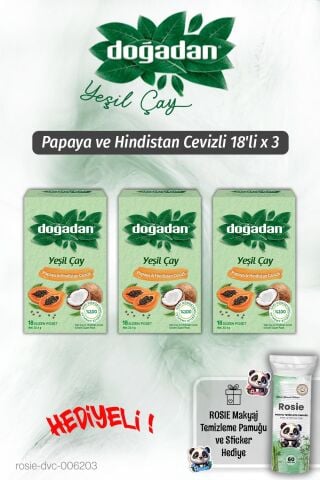 Doğadan Yeşil Çay 3'lü Papaya Hindistan Cevizli 18'li ve Rosie Pamuk