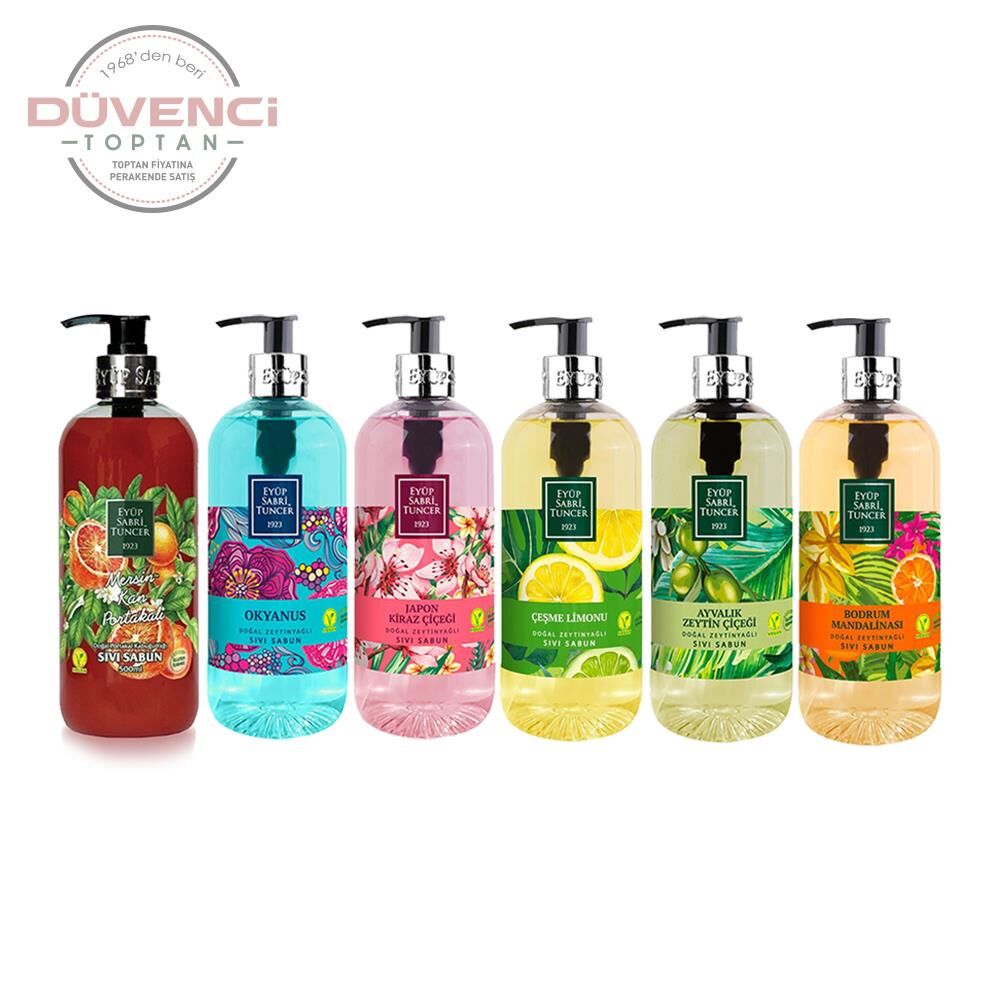 Eyüp Sabri Tuncer Sıvı Sabun Seti Ayvalık Zeytin Çiçeği, Çeşme Limonu, Japon Kiraz Çiçeği, Okyanus, Bodrum Mandalinası, Mersin Kan Portakalı 500 ML