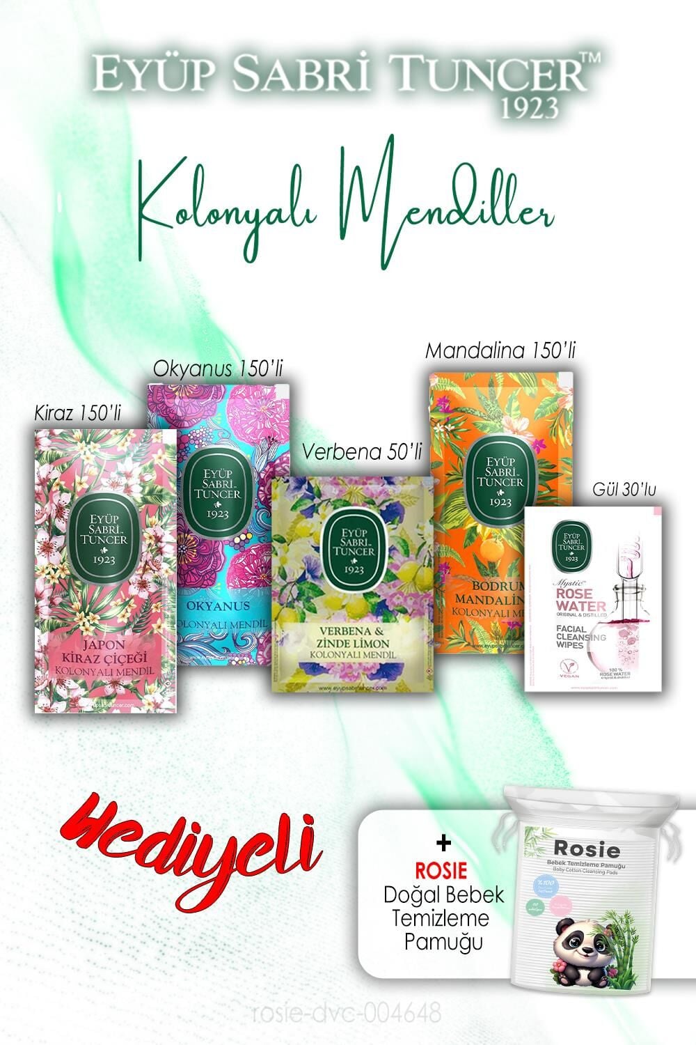 Eyüp Sabri Tuncer Kolonyalı Mendiller 5 li Karma Set ve ROSIE