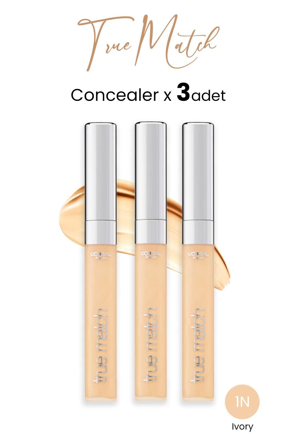 Loreal Paris True Match Concealer 1N Ivory x 3 Adet