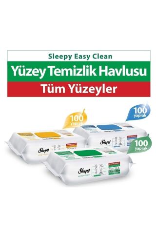 Sleepy Beyaz Sabun, Çamaşır Suyu, Arap Sabunu Yüzey Temizleme Havlusu 100'lü