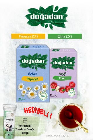 Doğadan Elma ve Papatya Poşet Çay ve Rosie Hediyeli