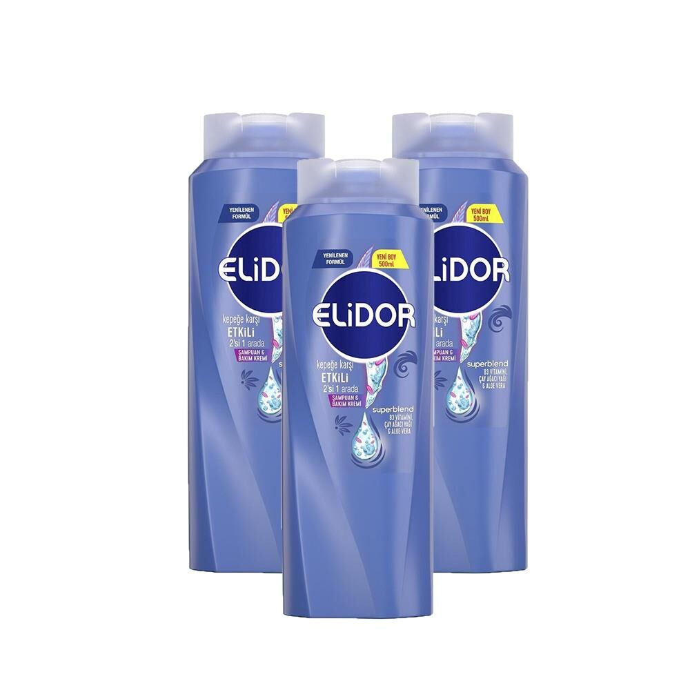 Elidor Superblend 2'si 1 Arada Şampuan ve Saç Bakım Kremi Kepeğe Karşı x 3