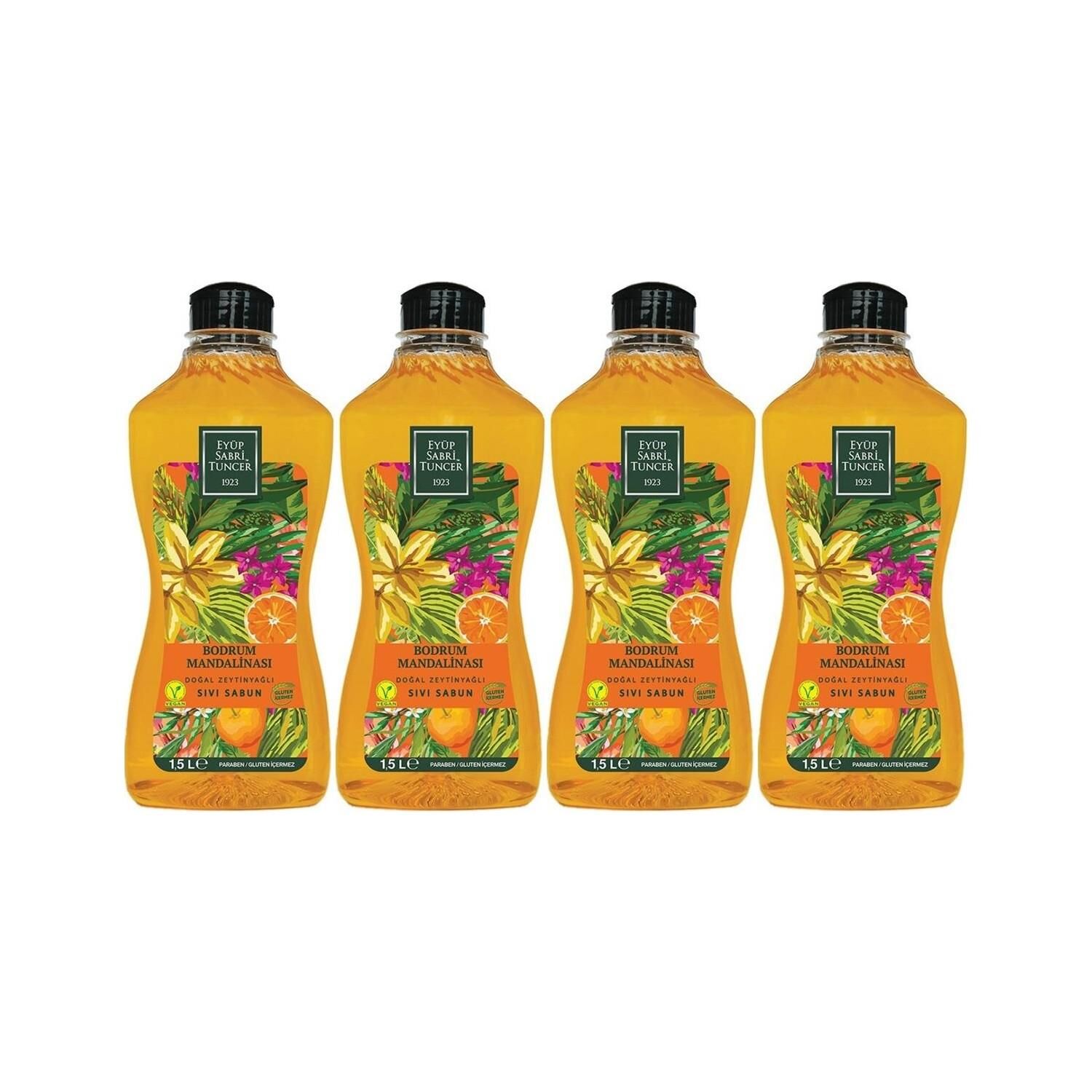 Eyüp Sabri Tuncer Bodrum Mandalinası Doğal Zeytinyağlı Sıvı Sabun 1500 ML x 4