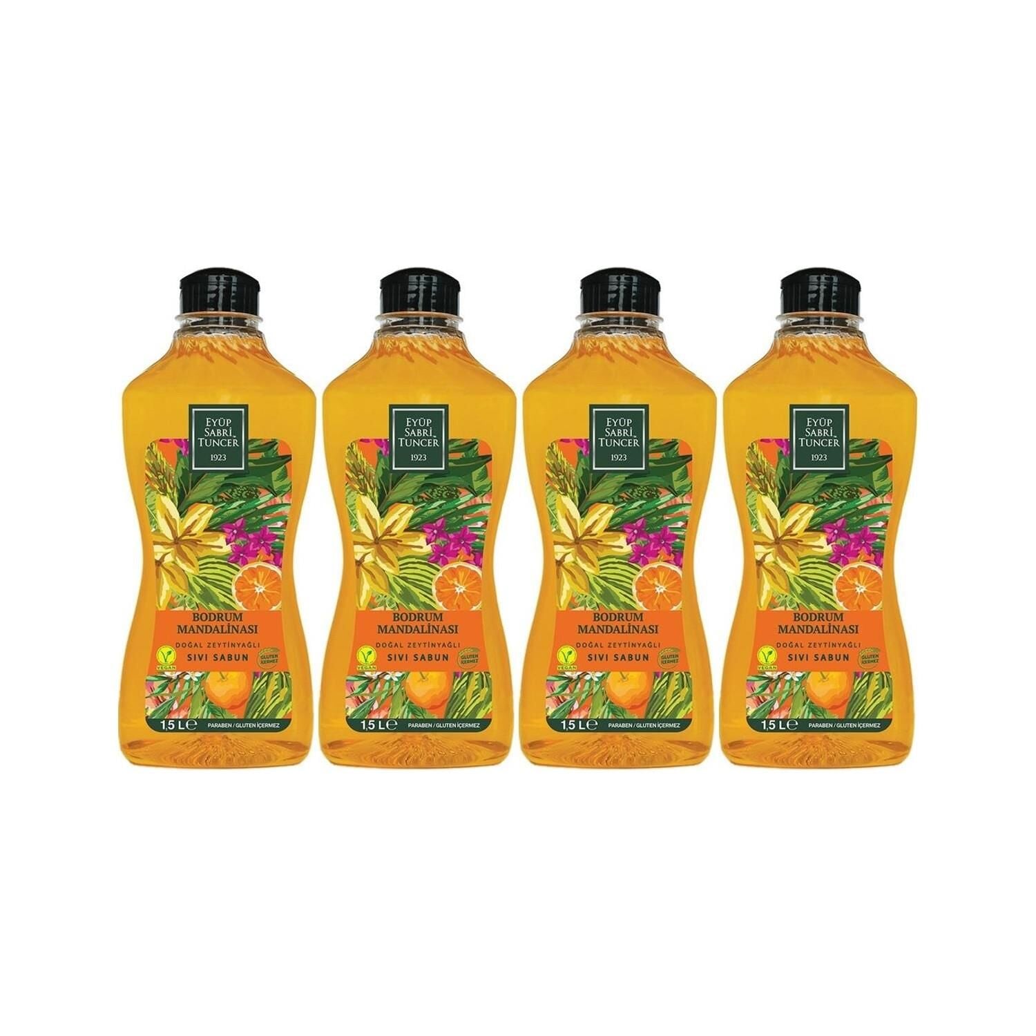 Eyüp Sabri Tuncer Bodrum Mandalinası Doğal Zeytinyağlı Sıvı Sabun 1500 ML x 4