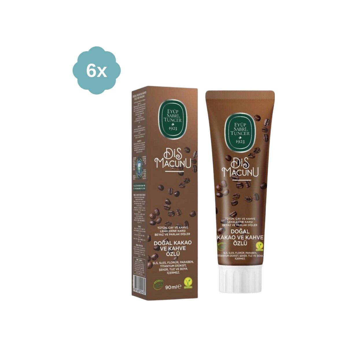 Kakao ve Kahve Özlü Diş Macunu 90 ml x 6 Adet
