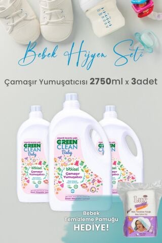 Green Clean Baby Çamaşır Yumuşatıcısı 2750 ml Yıkama x 3 Adet ve Hediyeli