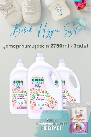 Green Clean Baby Çamaşır Yumuşatıcısı 2750 ml Yıkama x 3 Adet ve Hediyeli