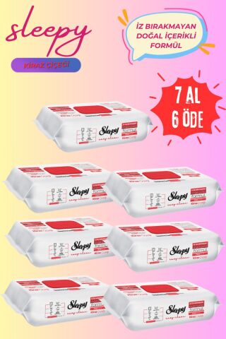 Sleepy Easy Clean Kiraz Çiçeği Yüzey Temizlik Havlusu, 100 Yaprak 7 Al 6 Öde