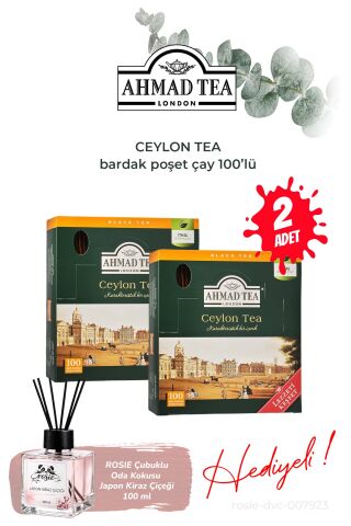 2 paket Ceylon Tea Bardak Poşet Çay 100’lü 200 G ve Oda Kokusu