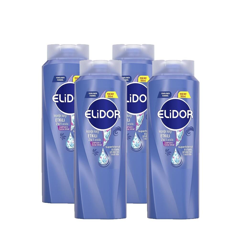 Elidor Superblend 2'si 1 Arada Şampuan ve Saç Bakım Kremi Kepeğe Karşı x 4