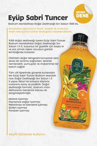 Eyüp Sabri Tuncer Bodrum Mandalinası Doğal Zeytinyağlı Sıvı Sabun 1500 ML