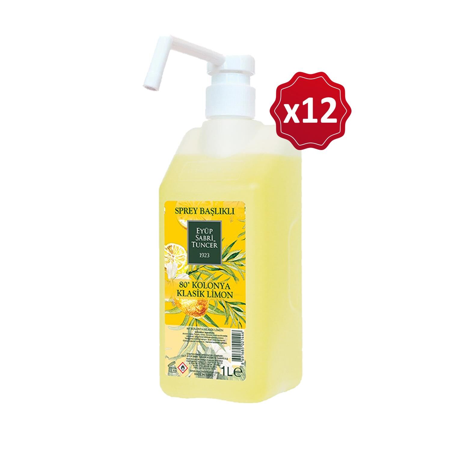 Eyüp Sabri Tuncer Klasik Limon Kolonyası Sprey Başlıklı 1 lt x 12 Adet