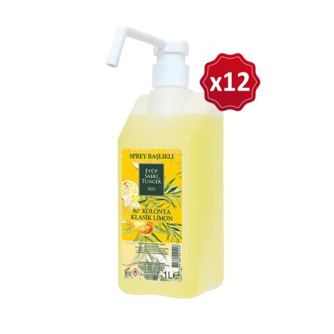 Eyüp Sabri Tuncer Klasik Limon Kolonyası Sprey Başlıklı 1 lt x 12 Adet