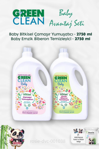 Green Clean Baby Emzik Biberon Temizleyici 2750 ml, Çamaşır Yumuşatıcısı ve ROSIE