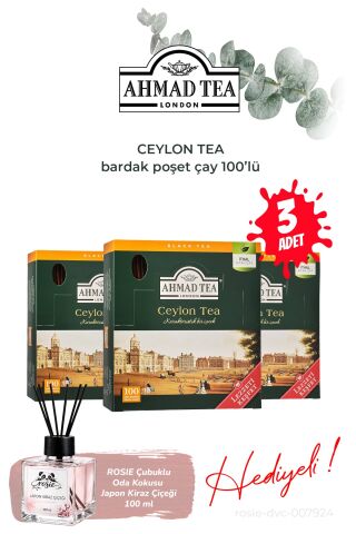 Ceylon Tea 100’lü 200 G 3 paket Bardak Poşet Çay ve Oda Kokusu