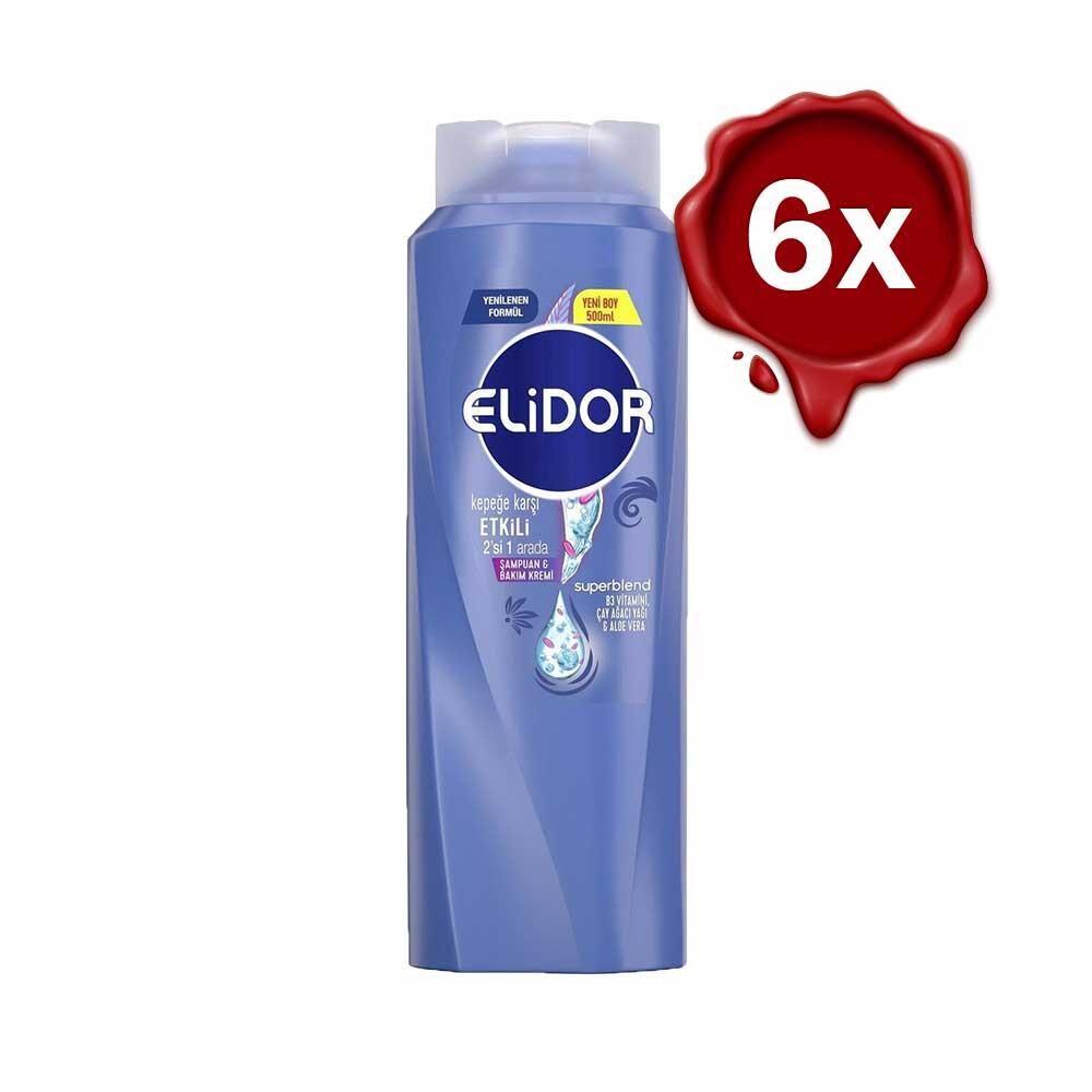 Elidor Superblend 2'si 1 Arada Şampuan ve Saç Bakım Kremi Kepeğe Karşı x 6