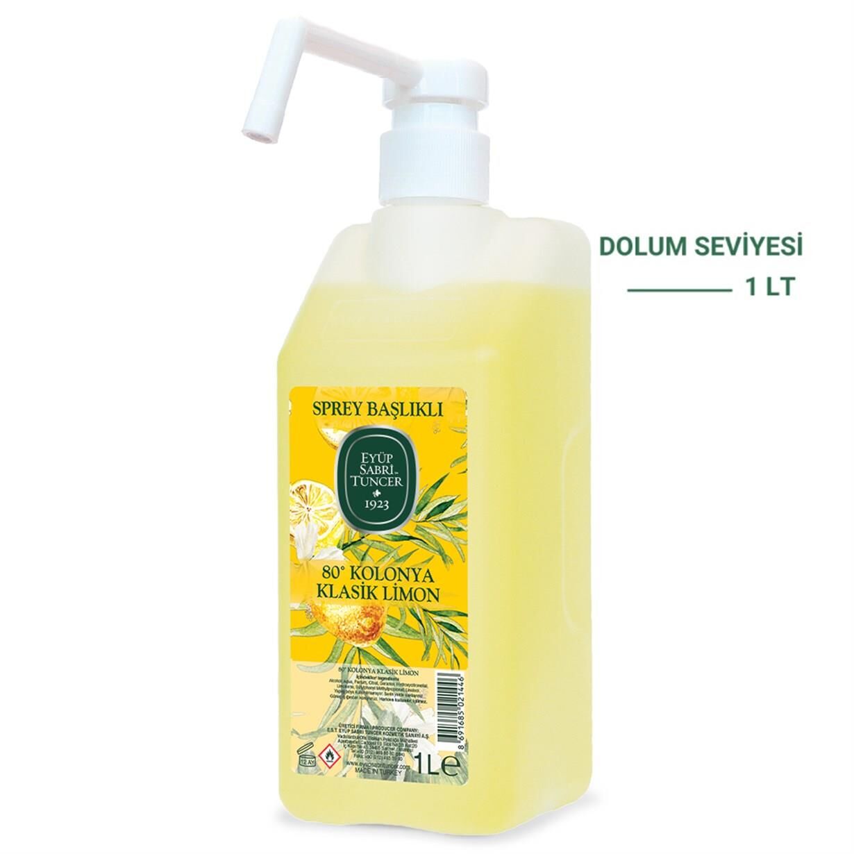 Eyüp Sabri Tuncer Klasik Limon Kolonyası Sprey Başlıklı 1 lt x 12