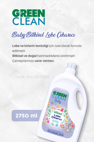 Green Clean Baby  Çamaşır Deterjanı 2.75 kg, Çamaşır Yumuşatıcısı 2.75 kg, Leke Çıkarıcı 2.75 kg ve ROSIE