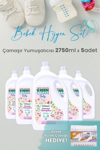 Green Clean Baby Çamaşır Yumuşatıcısı 2750 ml Yıkama x 5 Adet ve Hediyeli