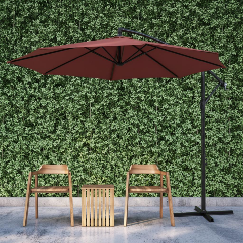 Bordo, Makaralı Bahçe Şemsiyesi 300cm, 8 telli