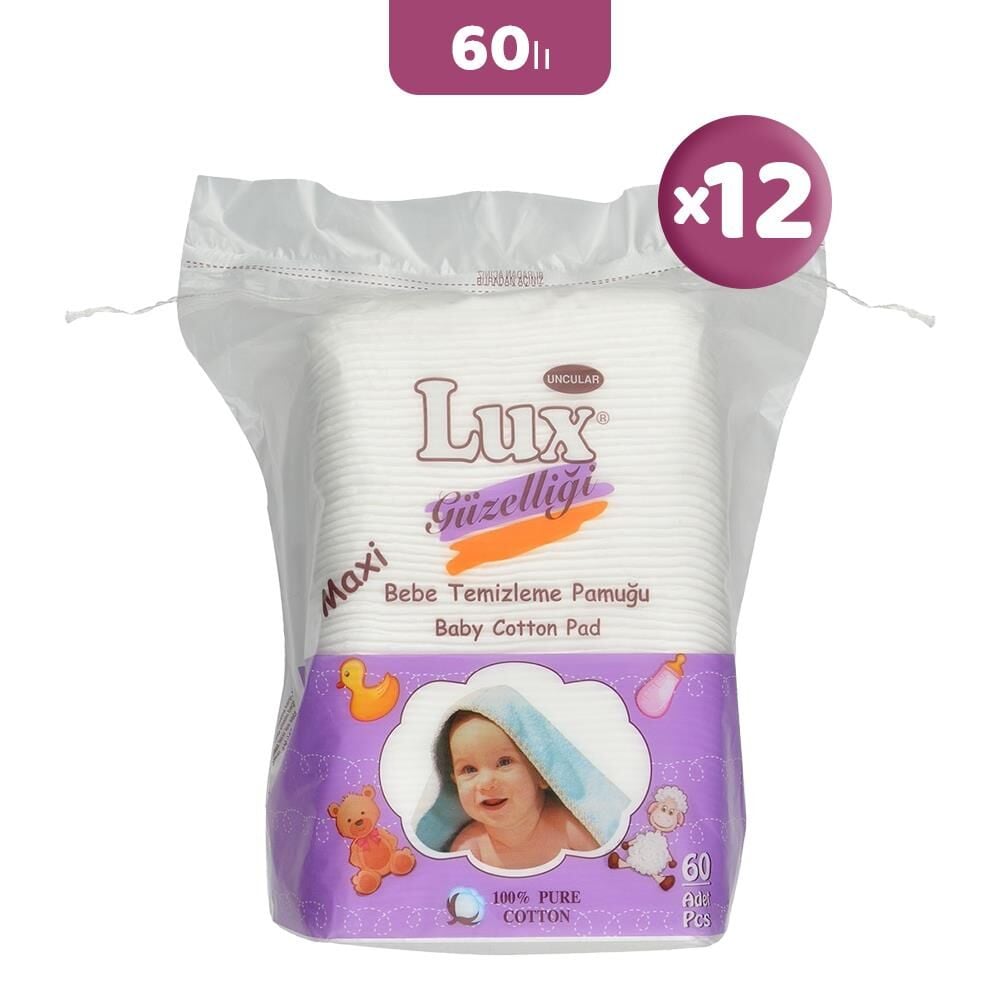 Lux Kare Bebe Temizleme Pamuğu 60' lı x 12
