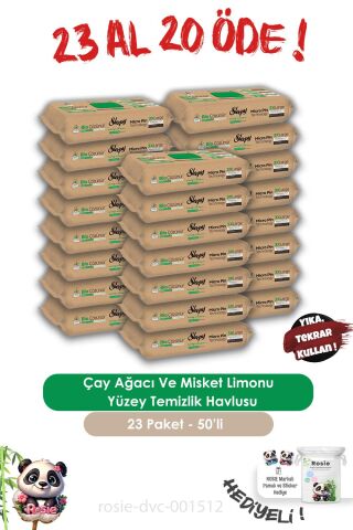 23 AL 20 ÖDE Sleepy Bio Çözünür Çay Ağacı Ve Misket Limonu Yüzey Havlusu 50'li ve ROSIE
