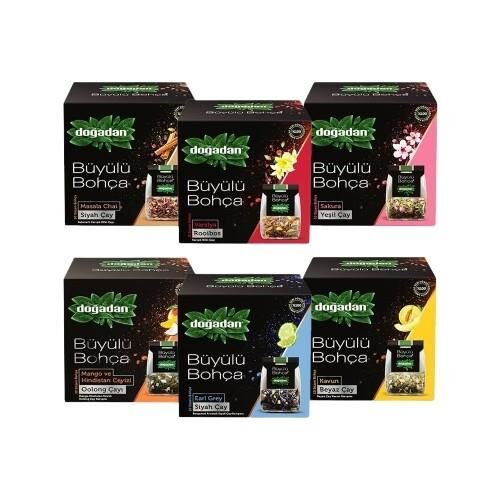 Doğadan Büyülü Bohça Poşet Çay Oolong, Rooibos, Sakura, Earl Grey, Kavun ve Masala Chai (6 Adet)