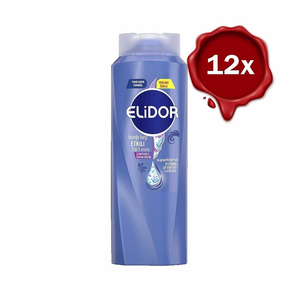 Elidor Superblend 2'si 1 Arada Şampuan ve Saç Bakım Kremi Kepeğe Karşı x 12