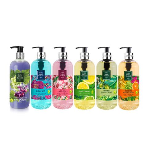 Eyüp Sabri Tuncer Sıvı Sabun Seti Ayvalık Zeytin Çiçeği, Çeşme Limonu, Japon Kiraz Çiçeği, Okyanus, Bodrum Mandalinası, Kapadokya Üzüm 500 ML