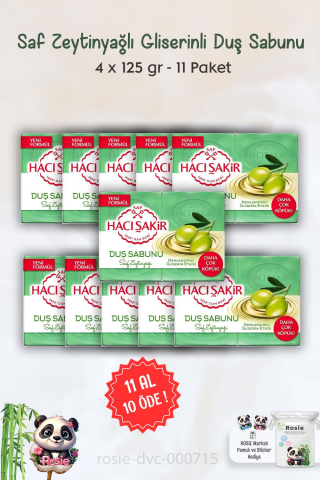 11 AL 10 ÖDE Hacı Şakir Saf Zeytinyağlı Gliserinli Duş Sabunu 4 x 125 gr ve ROSIE
