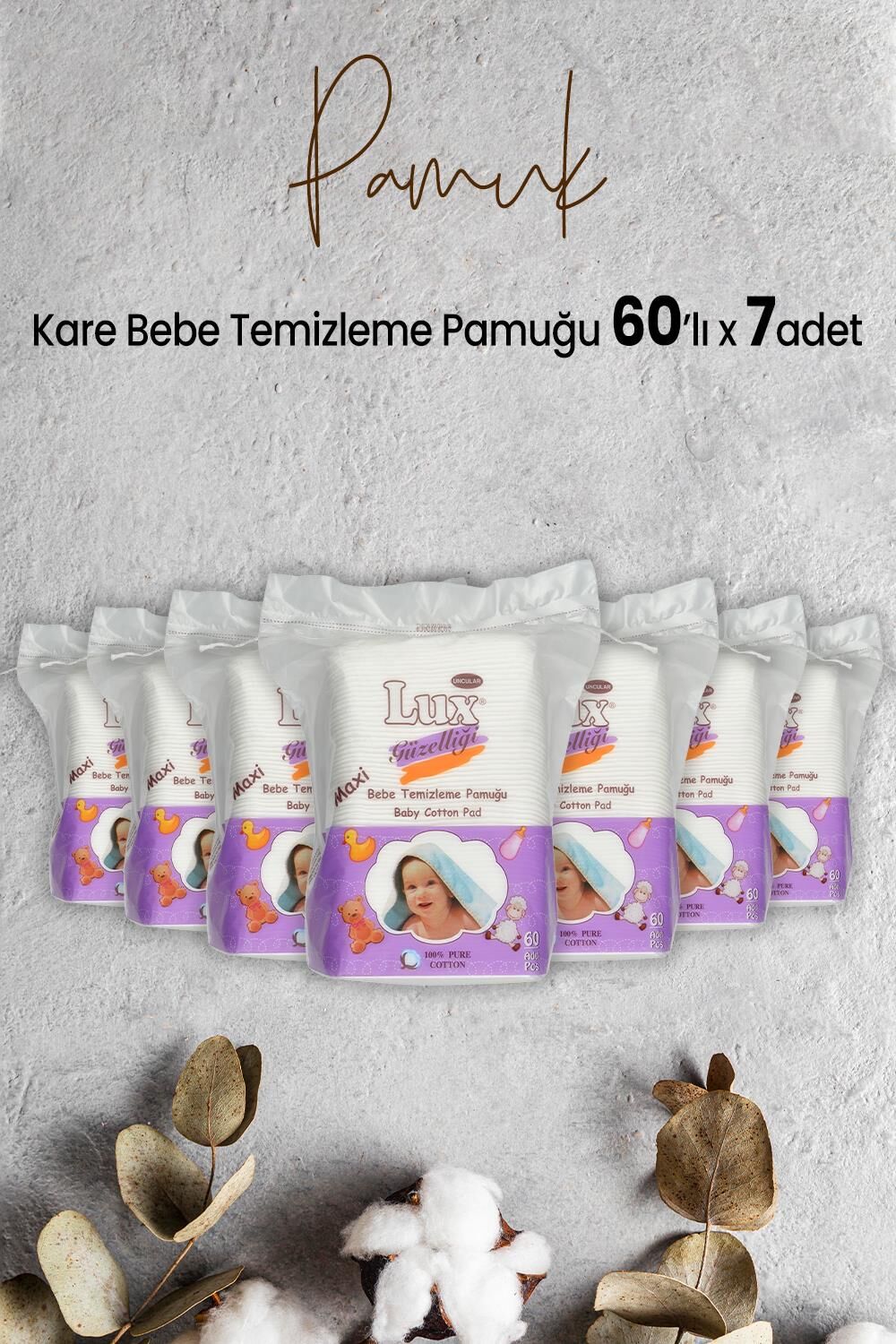 Lux Kare Bebe Temizleme Pamuğu 60' lı x 7 Adet
